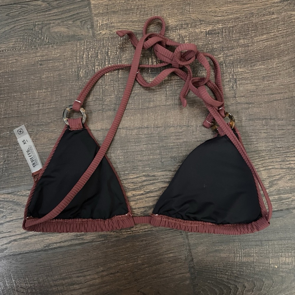Berlook String Bikini Set XS Triangle Top Cheeky Bottoms NWT Brown Ribbed Padded - Picture 5 of 6